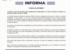 Localizan a persona reportada como desaparecida en Mixtequilla; sin indicios iniciales de violencia, se priorizan estudios científicos: FGEO