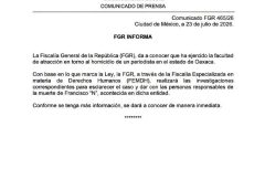 FGR atrae investigaciones por el asesinato del periodista Alejandro Leyva